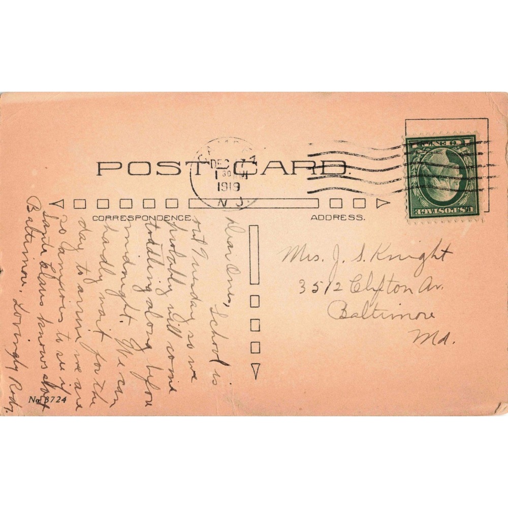 Vintage 1919 Christmas Postcard Egypt Pyramids Camels Trenton NJ Postmark Stamp - Picture 2 of 2